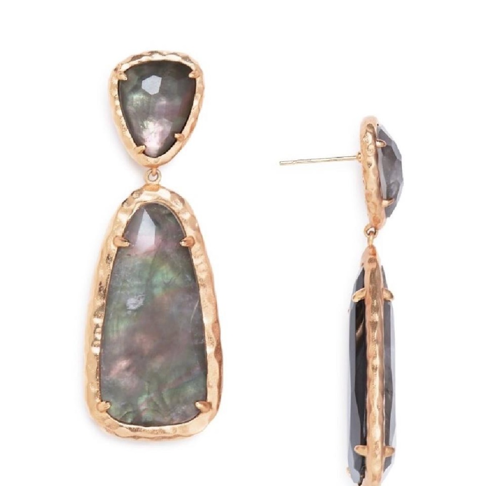 NWT RARE Kendra Scott Daria Earrings Crystal Gray Illusion Hammered Rose Gold😊 - Picture 5 of 9